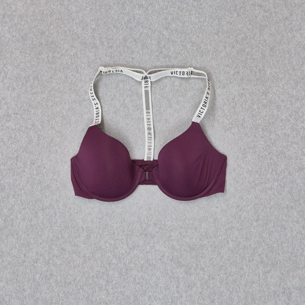 Victoria's Secret Women Bra 32C Purple T Shirt Lightly Lined Demi Front Closure